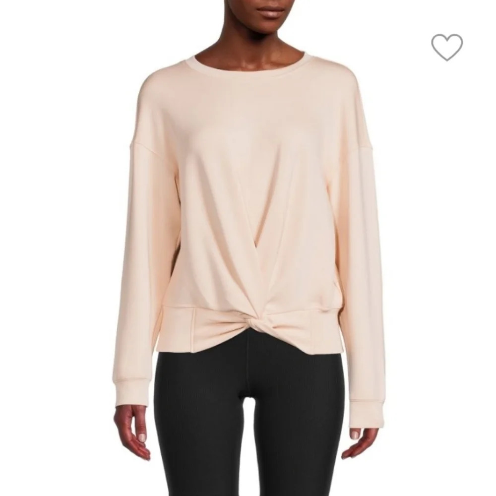 Magaschoni Women's Long‎ Sleeve Twist Front Scuba Sweater Peach Size Medium